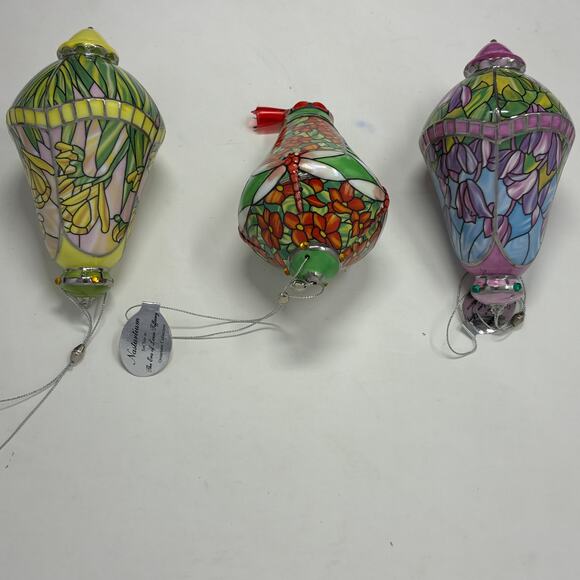 Bradford Editions Era of Louis Tiffany Heirloom Porcelain Ornaments #10 set of 3 - Picture 4 of 9